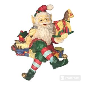 Vintage Santa elf stocking hanger